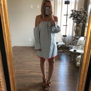 Stripe off the shoulder dress